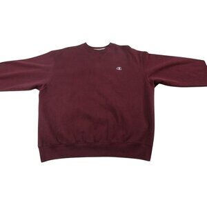 Champion Sweatshirt Mens Large Burgundy Long Sleeve Reverse Weave Logo Crew Neck